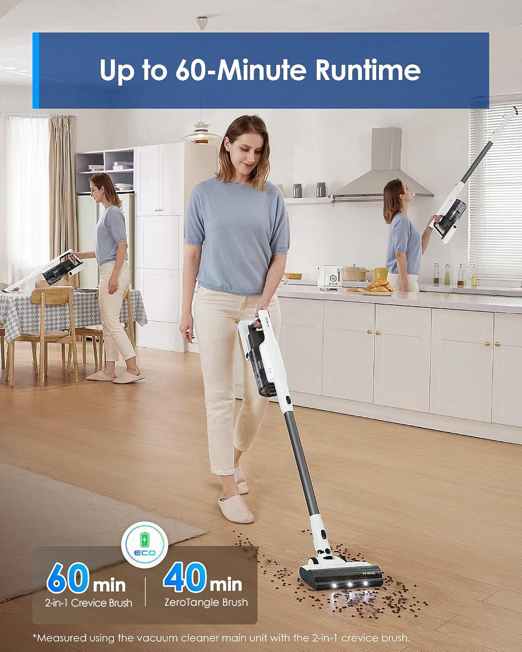 Tineco Floor ONE Stretch S6 Cordless Wet Dry Vacuum Cleaner & 30S Cordless Stick Vacuum Cleaner, 160W Suction, 60Min Runtime, 1L Larger Dustbin, ZeroTangle Brush, PureCyclone Tech, LED Headlight, Whit