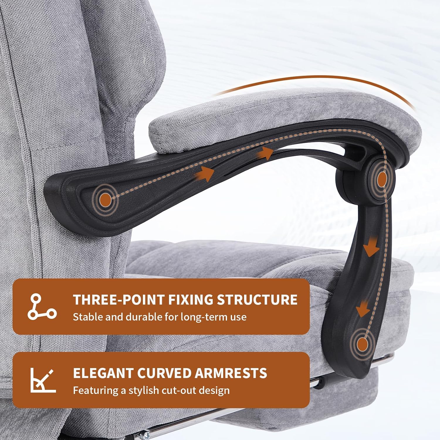 Massage Office Chair with Foot Rest,High Back & Heat 6 Vibration Points, Executive Desk Chair,Big and Tall Office Chair 400lbs, Comfortable Ergonomic Reclining Managerial Chair, Grey