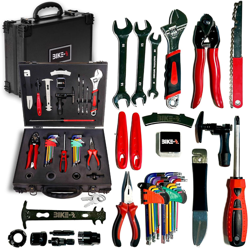 Elite 37-Piece Bike Tool Kit – Bicycle Repair & Maintenance Set for Mountain, Road, BMX & E-Bikes, w/Chain Breaker, Tire Repair Tools & Locking Hard Case