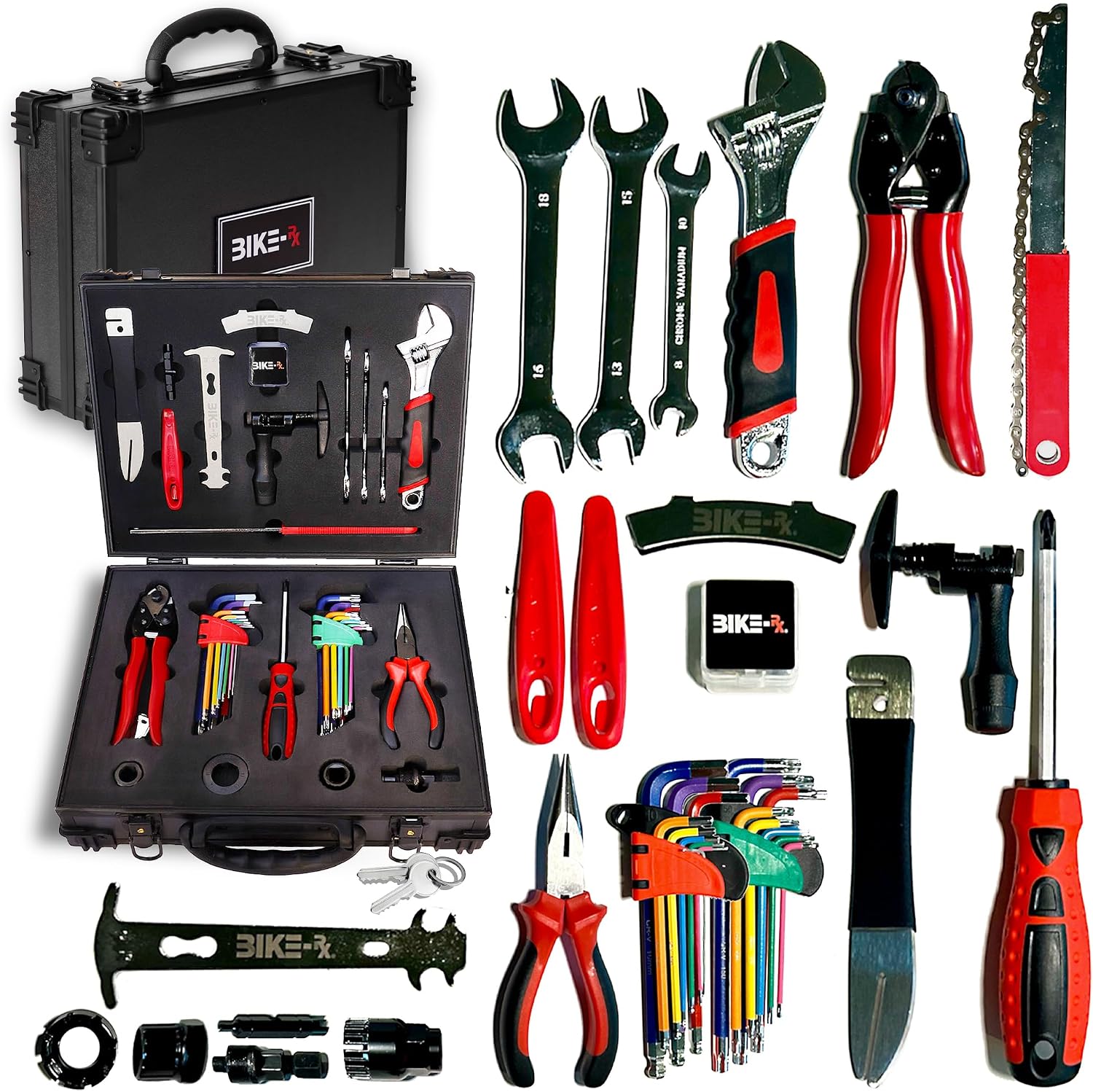 Elite 37-Piece Bike Tool Kit – Bicycle Repair & Maintenance Set for Mountain, Road, BMX & E-Bikes, w/Chain Breaker, Tire Repair Tools & Locking Hard Case