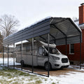 GREEN PARTY 14 x 25 x 13 ft Metal RV Carport Kits with Galvanized Steel Roof, Heavy Duty 2 Car Outdoor Car-Shed Canopy, Car Tent Metal Garage Shelter for RV, SUV, Truck, Tractors and Boats, Gray