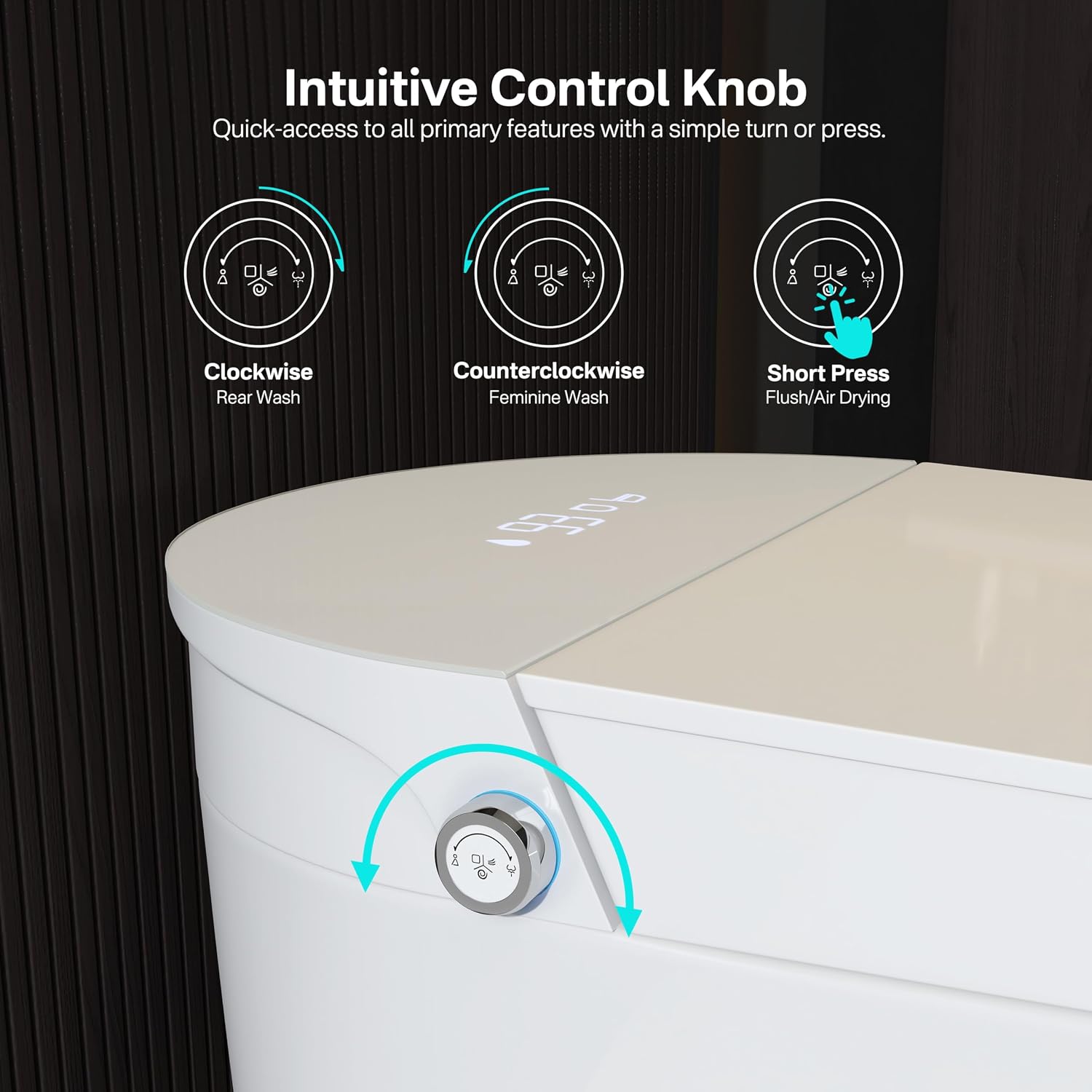 Smart Toilet, Eridanus One Piece Bidet Toilet for Bathroom, Toilet with Heated Bidet Seat, Adjustable Warm Water Wash & Dryer, Foot Sensor Flush, Tankless Toilet with LED Display, White