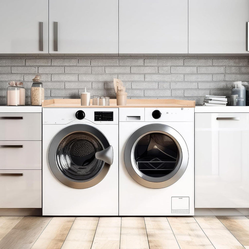 Life Finds 54 inch Washer Dryer Countertop with Safety Ledge for Laundry Room Organization, Light Wood, LF-WDCT1C