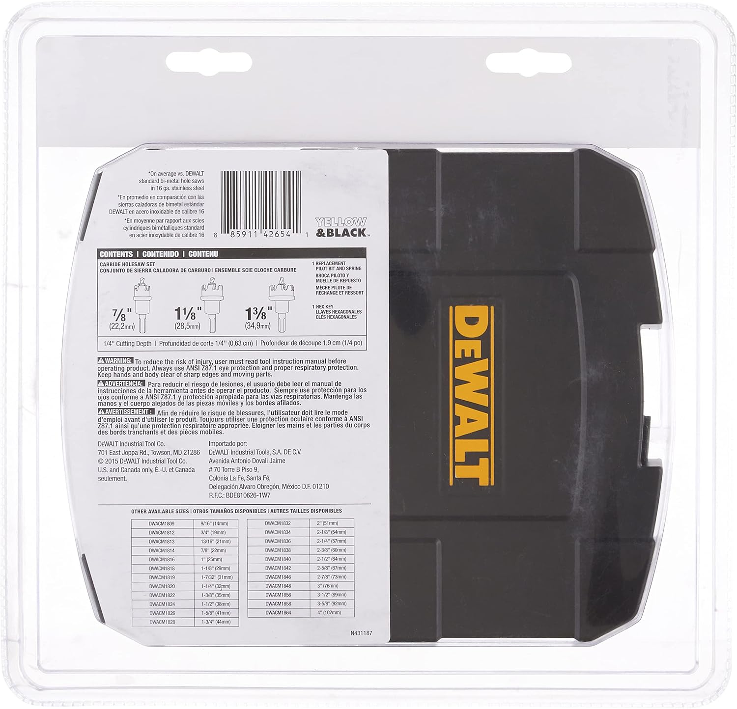 DEWALT DWACM1802 Metal Cut Carbide Holesaw Set, 3 Piece