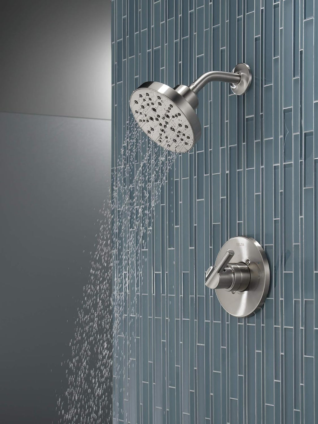 Delta Nicoli 14 Series H2Okinetic Shower Faucet Set, Brushed Nickel Shower Head and Handle Set, Valve Trim Kit, Stainless 142749-SS (Shower Valve Included)