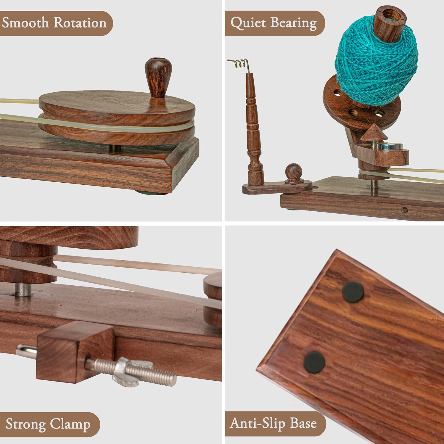 Wooden Yarn Cake Winder - Elegant Handmade Yarn Winder for Crocheting, Yarn Winder Large Capacity, Yarn Spinner for Crocheting (R-Combo-3)