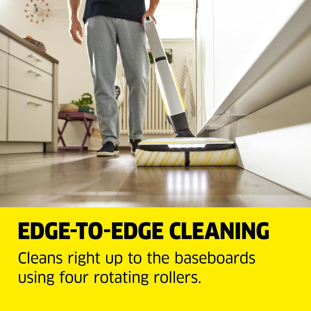 Kärcher FC 7 Cordless All-in-One Hard Floor Cleaner with 4-Roller Technology for Simultaneous Wet and Dry Debris Removal