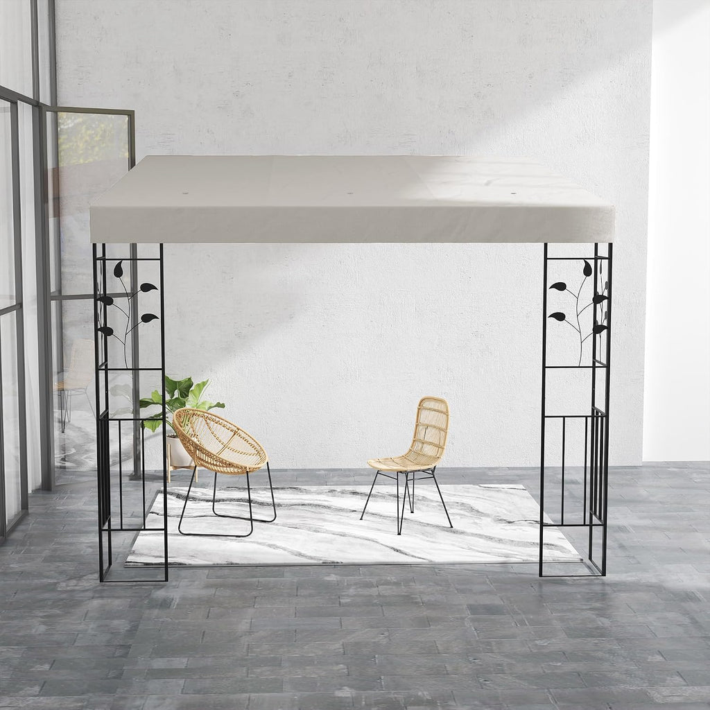 Outsunny 10' x 10' Outdoor Pergola Canopy, Metal Patio Canopy with Weather-Resistant Fabric and Drainage Holes for Backyard, Garden, Porch, Beach, Cream White