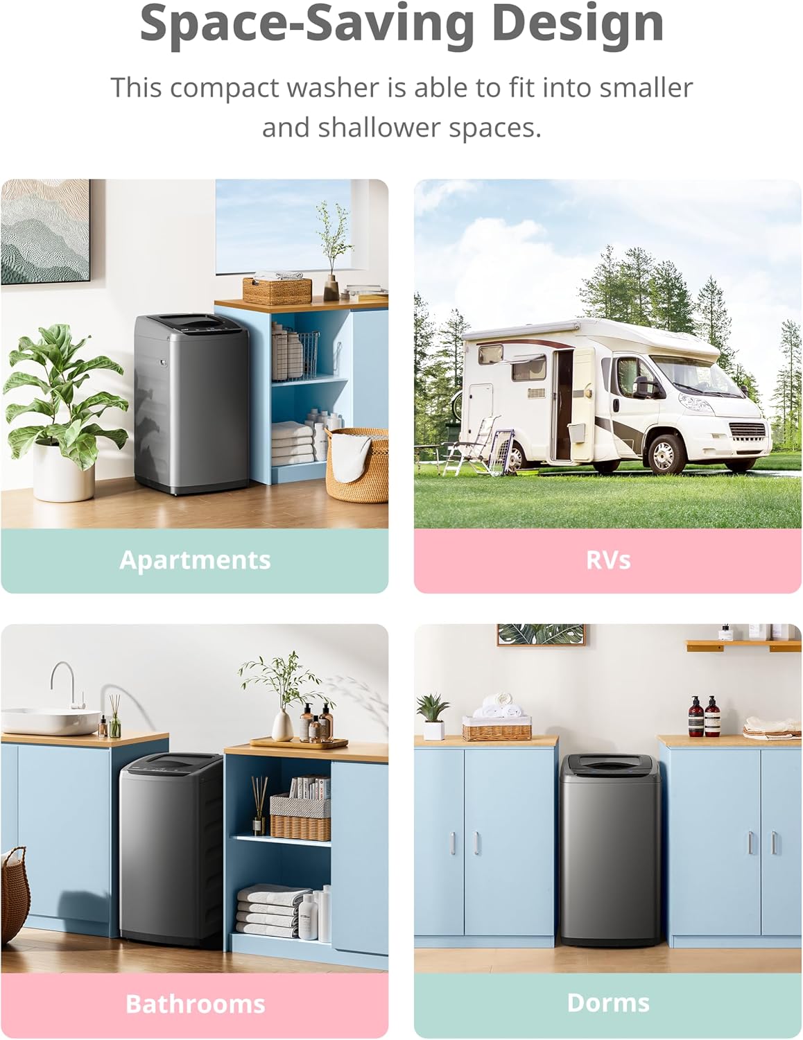 COMFEE' Portable Washing Machine, 0.9 cu.ft Compact Washer With LED Display, 5 Wash Cycles, 2 Built-in Rollers, Space Saving Full-Automatic Washer