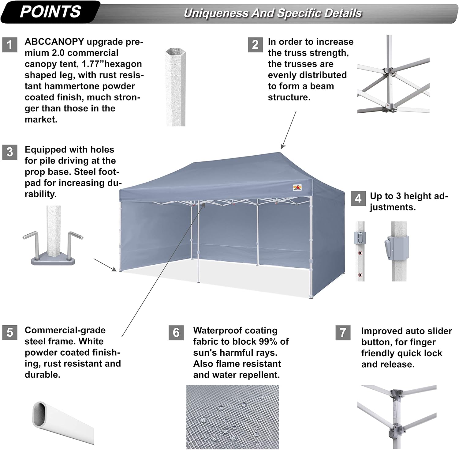 ABCCANOPY Premium Canopy Tent Commercial Instant Shade 10x20 Premium-Series, Gray