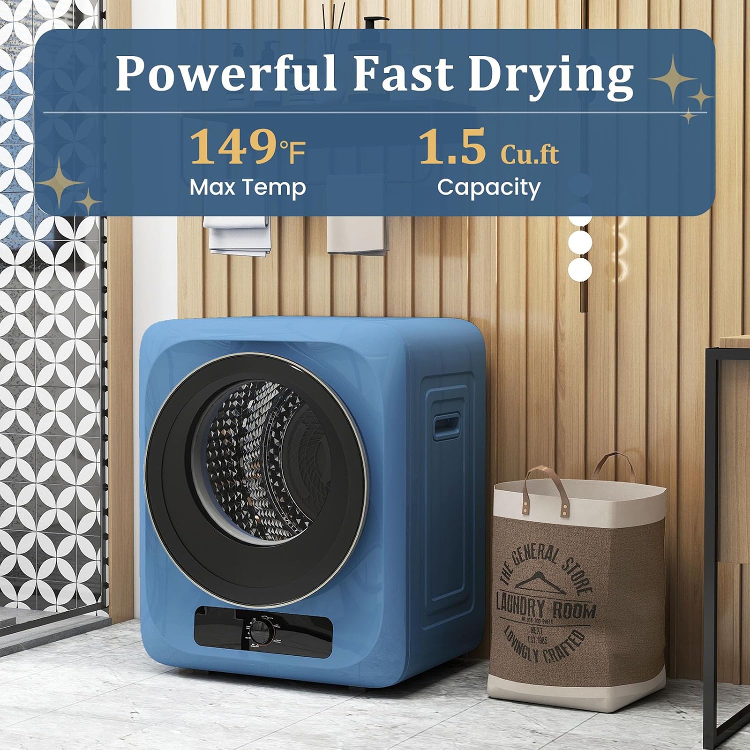 Auertech Portable Washer and Dryer Combo, 28 Lbs Twin Tub Washing Machine, 1.5 Cu.Ft Compact Clothes Dryer, Portable Washing Machine and Dryer Set for Laundry Apartment, RV, Dorm, Blue
