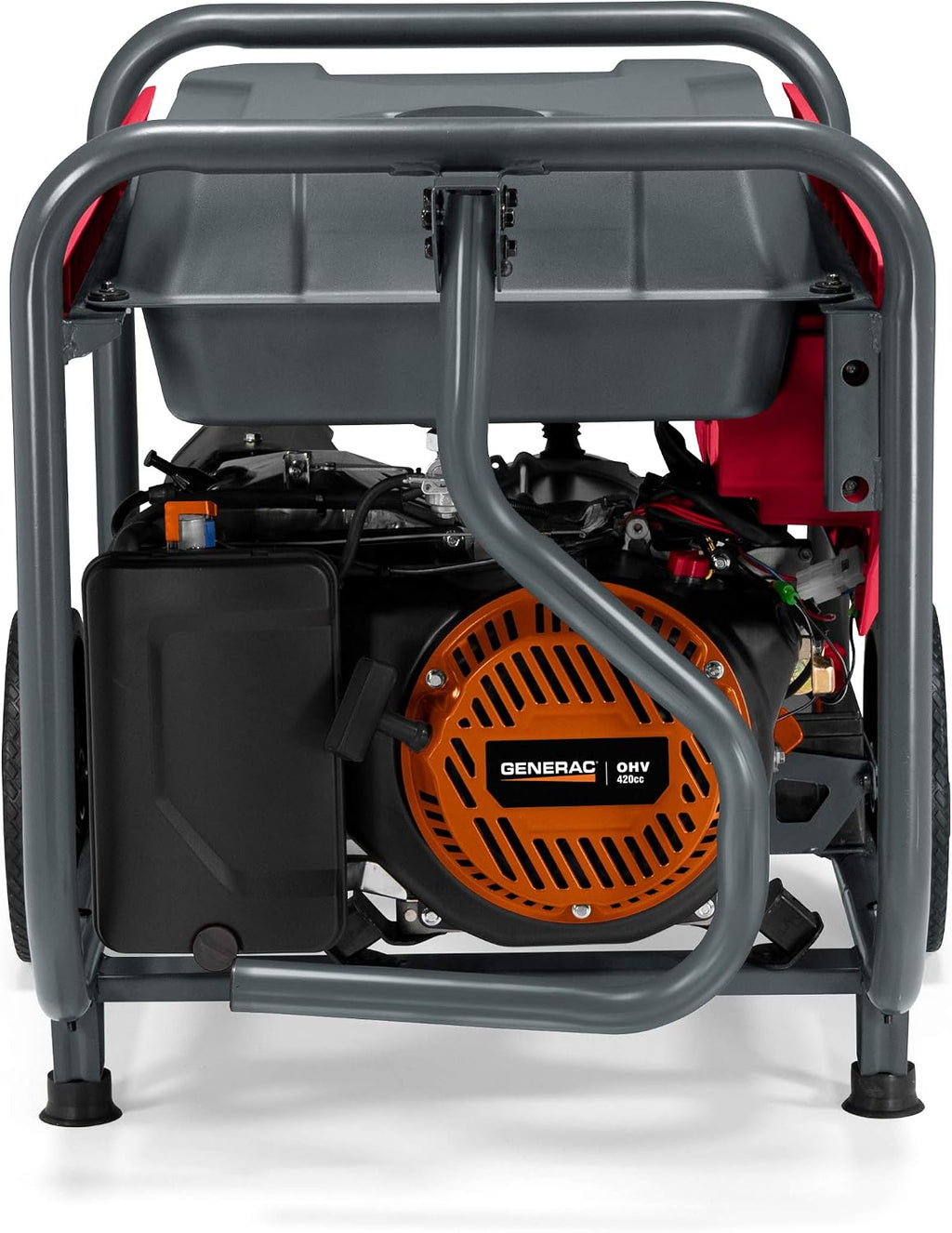 Powermate PM9400E 9,400-Watt Gas-Powered Portable Open Frame Generator - Electric Start - Quiet Operation - Ideal for Home and Outdoor Activites - Engine Powered by Generac - Red/Black