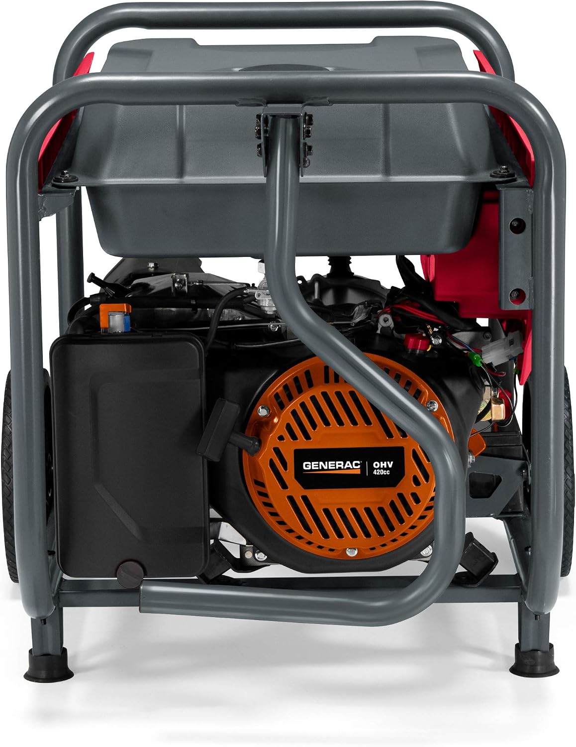 Powermate PM9400E 9,400-Watt Gas-Powered Portable Open Frame Generator - Electric Start - Quiet Operation - Ideal for Home and Outdoor Activites - Engine Powered by Generac - Red/Black