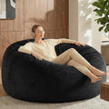 Codi Oversized Bean Bag Chair with Filler Included, 5 FT - Comfy Huge Beanbag Chairs for Adults, Memory Foam Added - Machine Washable and Soft Mink Bonded Cover - Black, 5ft