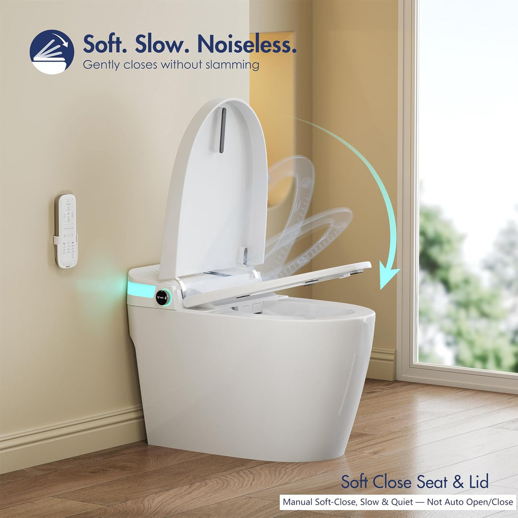 Smart Toilet, Eridanus One Piece Bidet Toilet for Bathrooms, Foot-Sensor, Off-Seat Auto Flush, Adjustable Warm Water Sprayer, Air Dryer, Elongated Heated Seat, Power-Assisted Flush