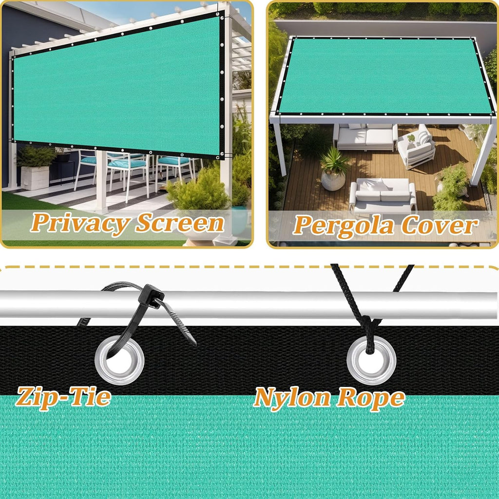 Shade&Beyond Customized Size 90% Sun Shade Cloth with Grommets, 12' X 20' Pergola Shade Cover Canopy, Mesh Tarp Sun Screens for Patio, Outdoor, Garden, Backyard GN08, Turquoise