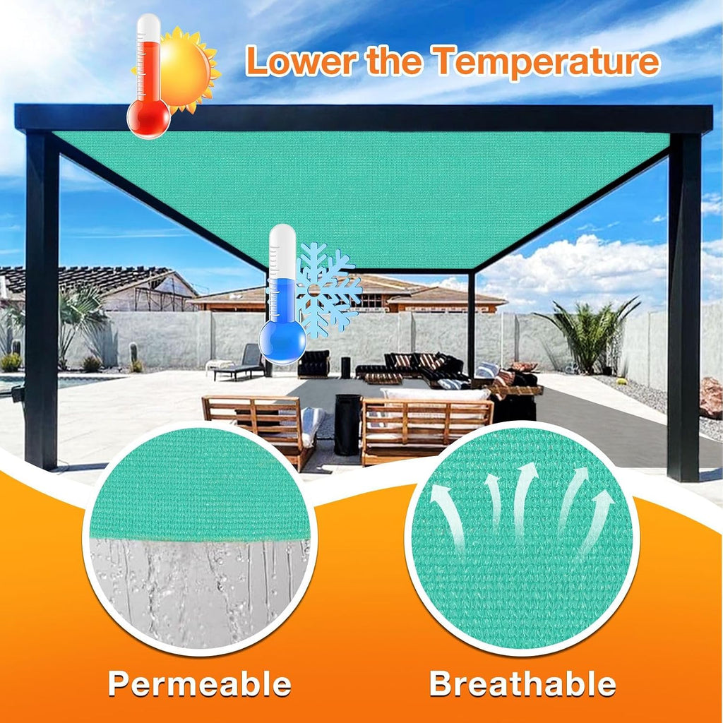Artpuch Outdoor Pergola Shade Cover 12x20 FT Sun Shade Cloth with Grommets Turquoise Commercial Grade Patio Privacy Screen Shade Canopy (Customized Available) GN02