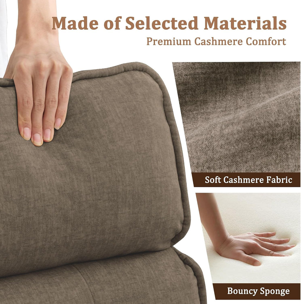 Korser Power Recliner Chair for Adults, Electric Recliner Chairs for Living Room, Comfy Recliners Cashmere Reclining Chair with One-Touch Adjustment & Side Pockets for Reading, Bedroom, Lounge, Brown