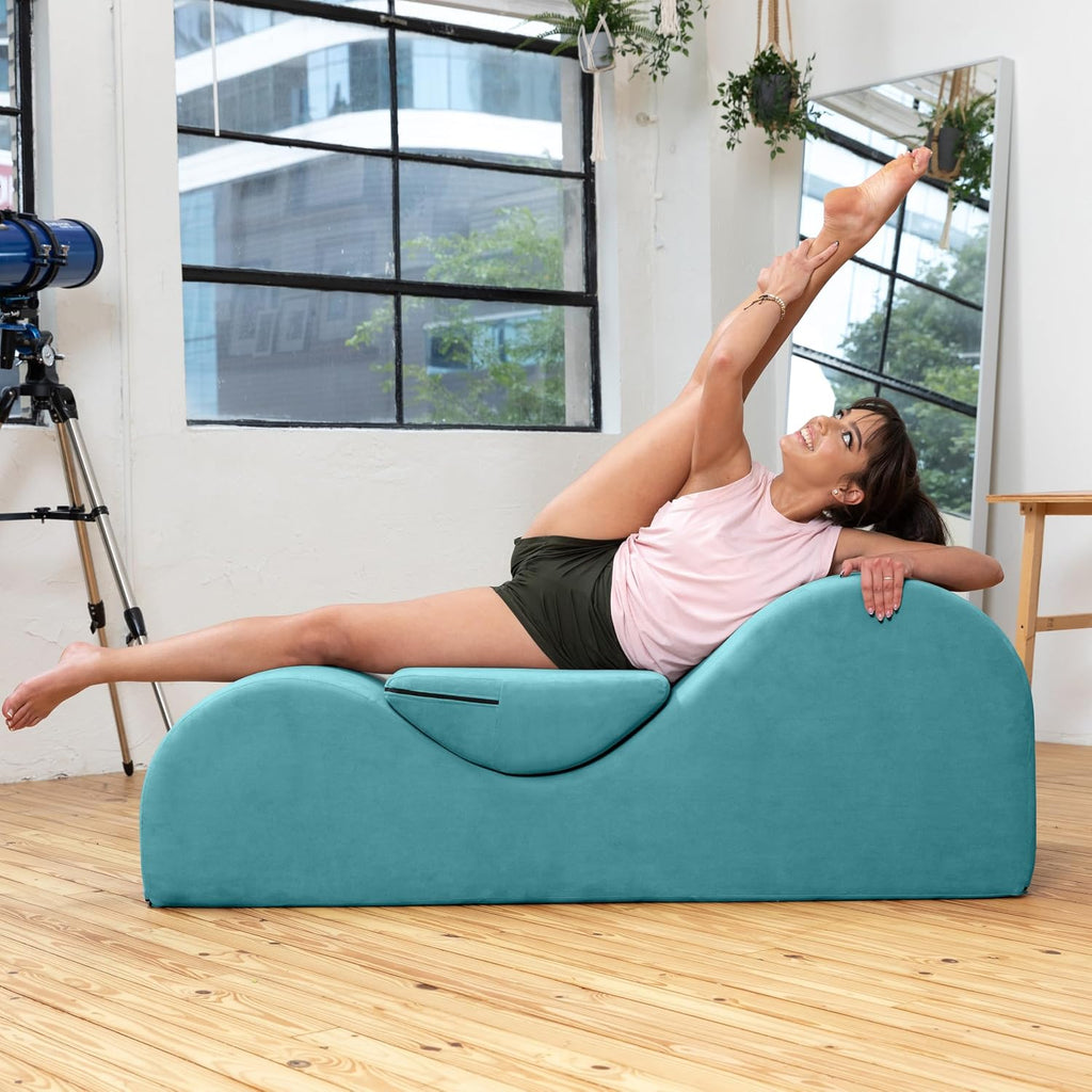 Avana Luvu Lounger - Chaise Lounge Chair for Yoga, Exercise, Stretching - High Density Foam - Removable Cover and Resistant Inner Liner - Made in The USA - Blue