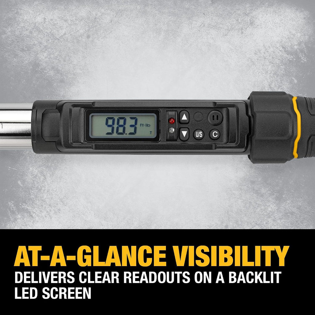 DEWALT Digital Torque Wrench, 3/8 inch Drive, 20-100 FT-LB, with Storage Case (DWMT17061)