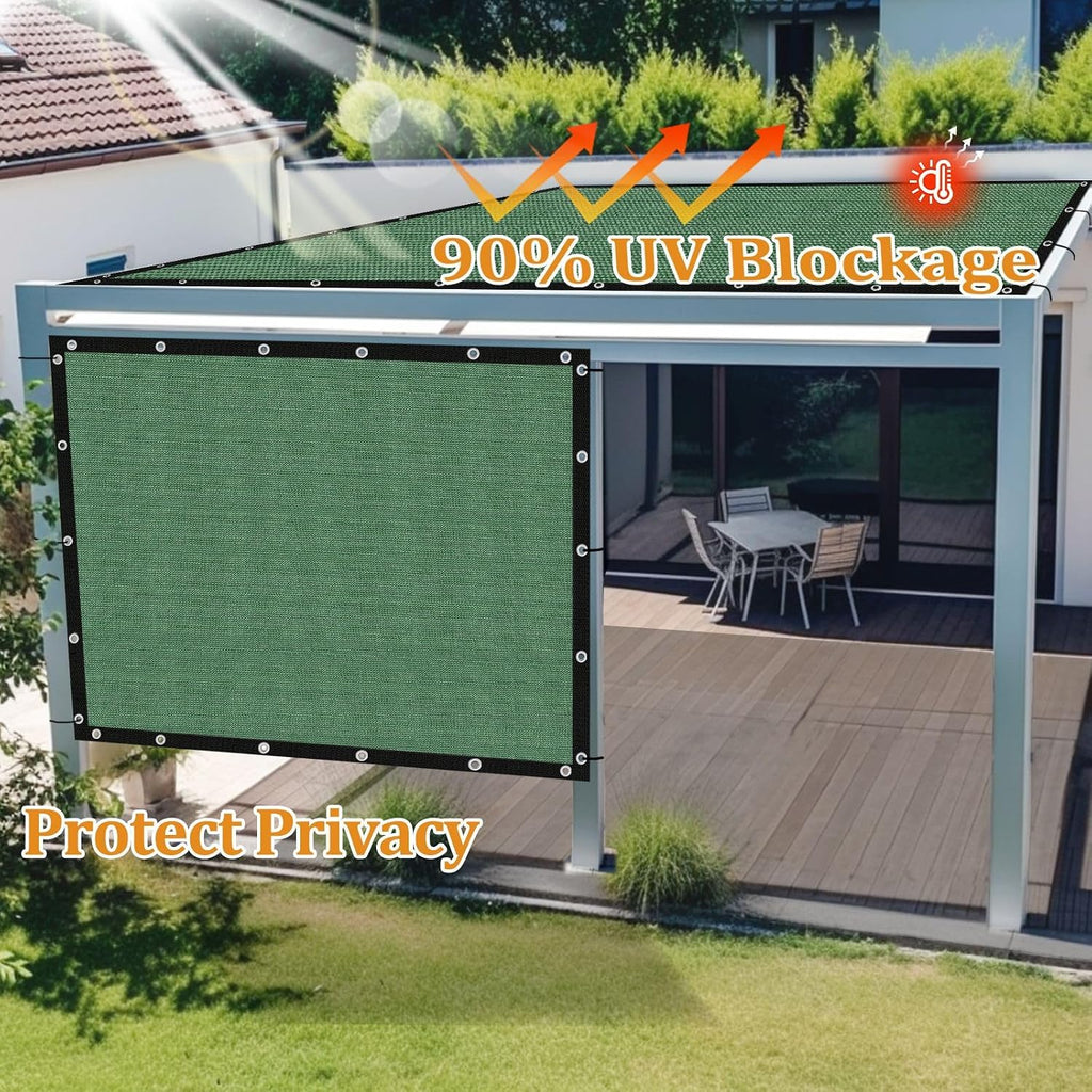 Shade&Beyond Customized Size 90% Sun Shade Cloth with Grommets, 8' X 10' Pergola Shade Cover Canopy, Mesh Tarp Sun Screens for Patio, Outdoor, Garden, Backyard GN09, Green