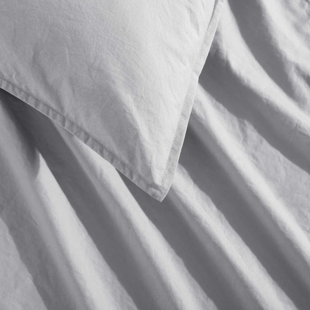 Calvin Klein - Queen Comforter Set, Modern Cotton Washed Percale Bedding with Matching Shams, Oeko-Tex Certified (Washed Percale Steel Blue, Queen)