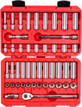 TEKTON 3/8 Inch Drive 6-Point Socket and Ratchet Set, 46-Piece (5/16-3/4 in., 8-19 mm) | SKT15301