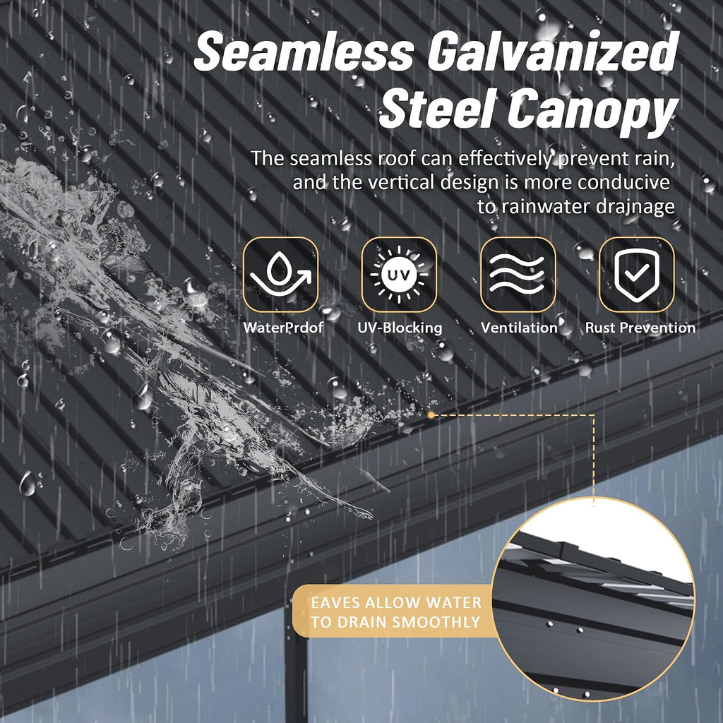 12x20x8.7 FT Heavy Duty Metal Carport, Galvanized Steel Roof Outdoor Car Shelter Garage, Waterproof All Weather Car Canopy for Car Pickup Truck Boat Tractor, Grey