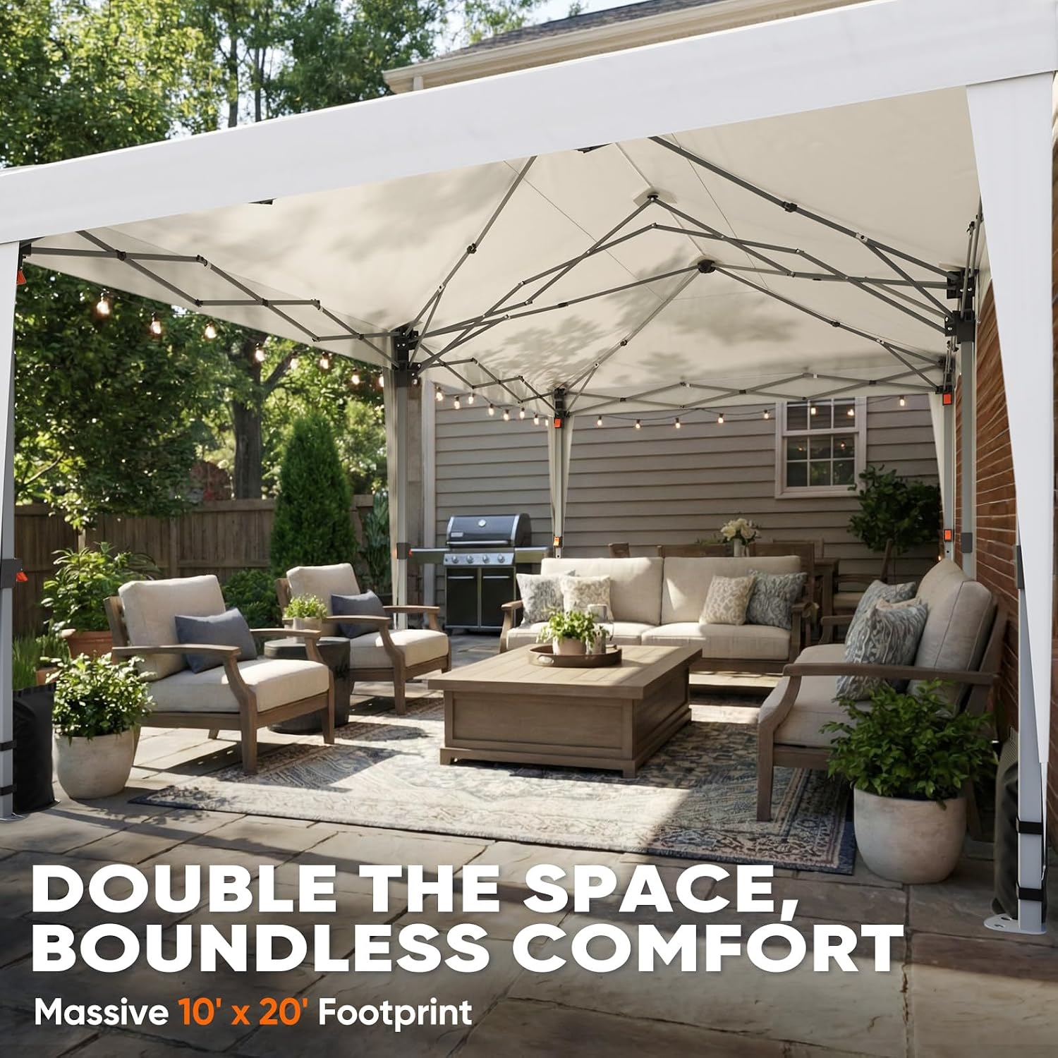 Quictent 10x20 Pop up Canopy Without Sidewalls Easy up Canopy Tent Instant Shelter with Windows for Outdoor Events Parties Weddings Commercials Vendors