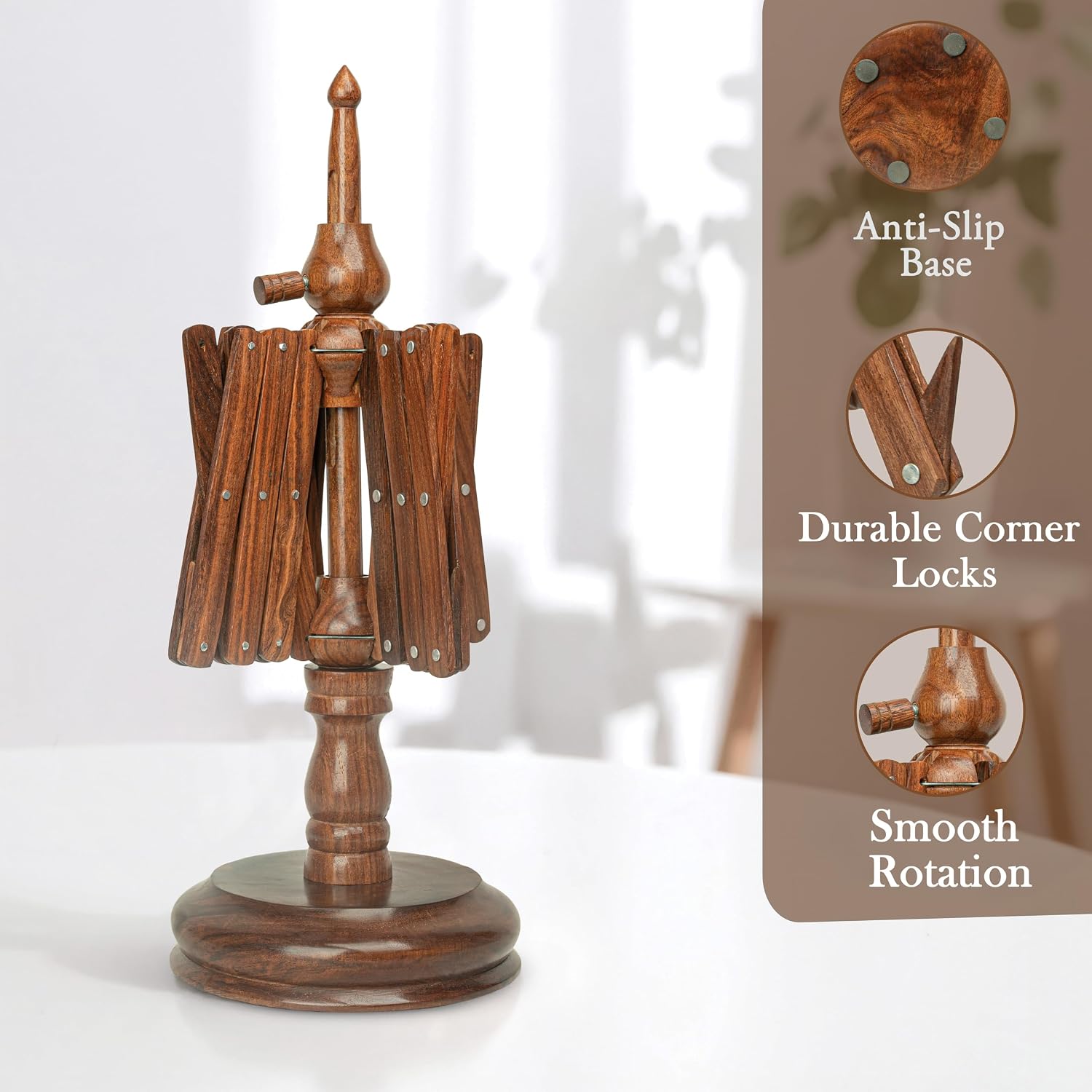Wooden Yarn Cake Winder - Elegant Handmade Yarn Winder for Crocheting, Yarn Winder Large Capacity, Yarn Spinner for Crocheting (R-Combo-3)