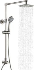 Fennocasa Polaris 3 Retrofit Rain Shower System, 3-Setting Handheld Shower Combo with Slide Bar, 8' Low Profile Shower Head (2.5 GPM Brushed Nickel)