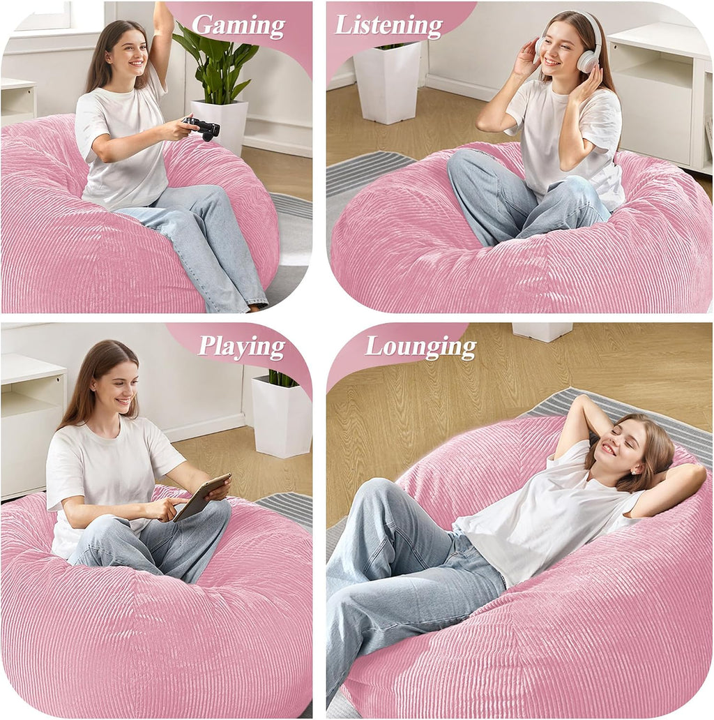 5FT Bean Bag Chairs Teardrop Bean Bag Chair for Adults Beanbag Chair with Memory Foam Filled Machine Washable Cover for Living Room, Bedroom