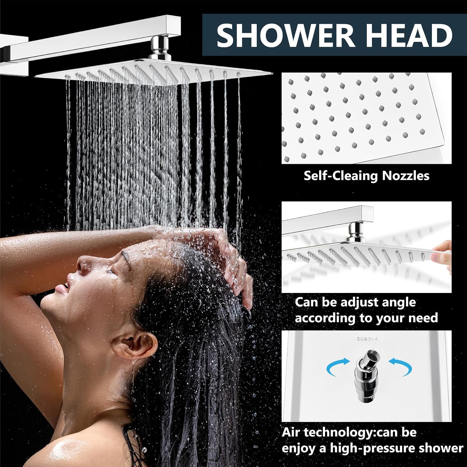 Aolemi Shower Faucet Set Rain Shower System with Handheld Spray Bathroom Shower Combo Rough-in Valve and Shower Trim Kit Included Polish Chrome 12 Inch Wall Mount Shower Head