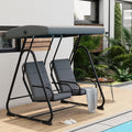 GarveeLife 2 Person Porch Swing Chair, Heavy Duty Outdoor Patio Swing Glider with Adjustable Canopy & Removable Cushions, Independent Swing Chairs for Garden, Balcony, Poolside, Backyard, Dark Grey