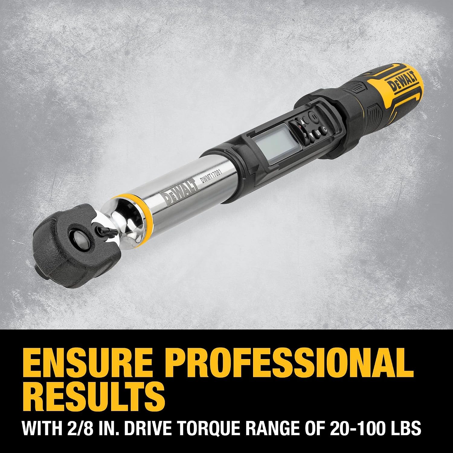 DEWALT Digital Torque Wrench, 3/8 inch Drive, 20-100 FT-LB, with Storage Case (DWMT17061)