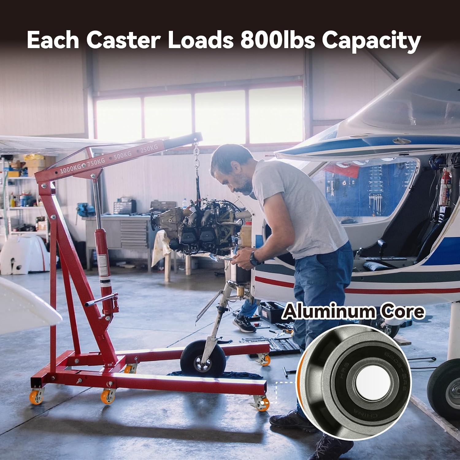 4' Casters, Heavy Duty Industrial Caster Wheels, Crowned Tread Aluminum Core Thickened Polyurethane Casters Set of 4 with Load 3200lbs Capacity, Wheels for Cart Toolbox (4 Swivel)
