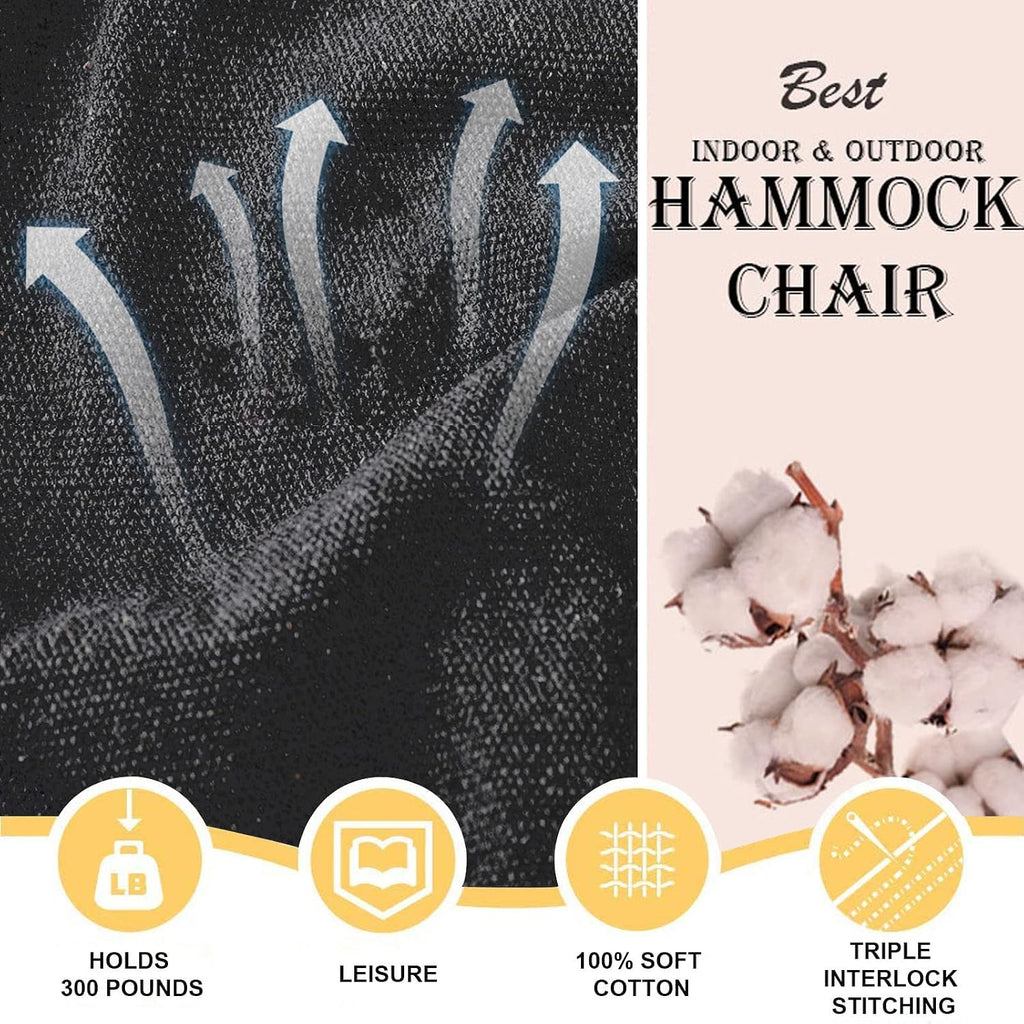 Hammock Chair Swing Hanging Rope Swing Chair with 2 Seat Cushions Soft Max 330 Lbs Handmade Hanging Chair for Bedroom Patio Yard Garden Outdoor Indoor (F)