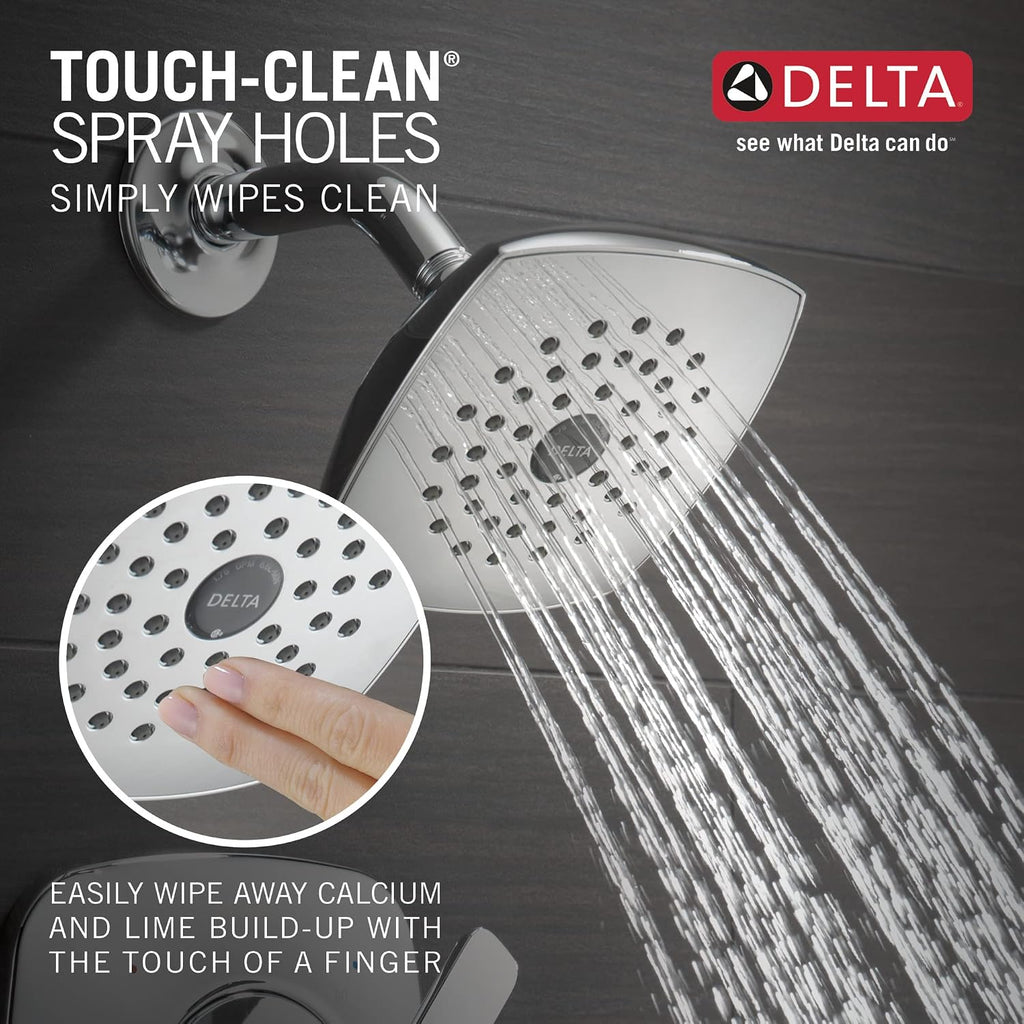 Delta Faucet Modern Single-Handle Chrome Tub and Shower Trim Kit, Shower Faucet with Single-Spray Touch-Clean Shower Head, Chrome T144339-PP (Valve Not Included)