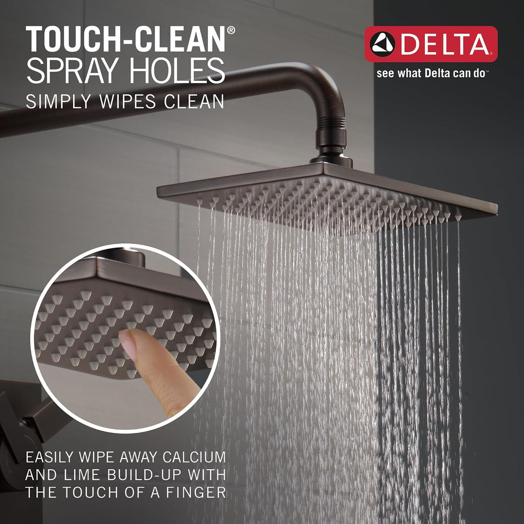 Delta Faucet Vero 14 Series Single-Function Tub and Shower Trim Kit with Single-Spray Touch-Clean Rain Shower Head, Venetian Bronze T14253-RB (Valve Not Included)