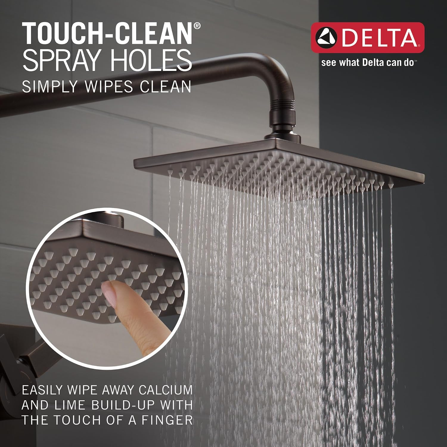 Delta Faucet Vero 14 Series Single-Function Tub and Shower Trim Kit with Single-Spray Touch-Clean Rain Shower Head, Venetian Bronze T14253-RB (Valve Not Included)