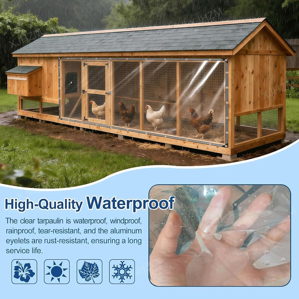 13x17 FT Pavilion Clear Tarp Heavy Duty - Waterproof Transparent Vinyl Cover with Reinforced Edges & Grommets, Tarpaulin for Pavilion, Gazebo, Pergola, Patio Outdoor Roof and Rain Protection