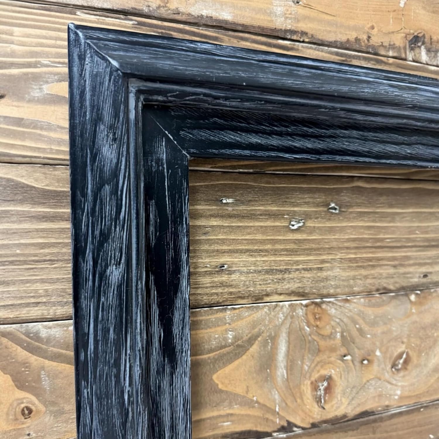 32, 43, 50 & 55 Inch Handmade wood TV Frame for Samsung The Frame TV, Rustic Distressed Black finish (not for use with other models) (43 INCH)