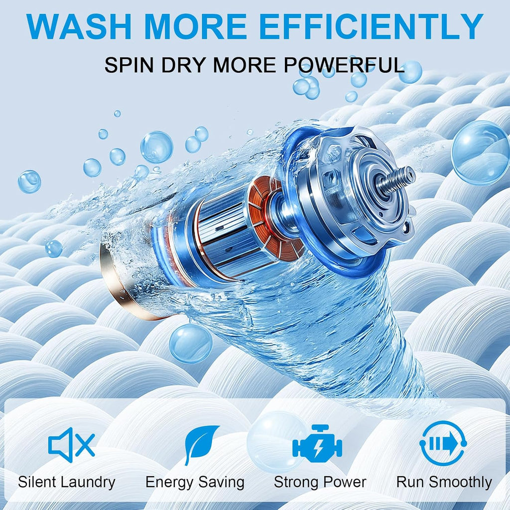 DOGHLY 17 lbs Portable Washing Machine, Full-Automatic Laundry Machine with Stainless Steel Drum, 10 Wash Cycles, Compact Washer and Spin Dryer Combo for Apartment, Dorm, RV