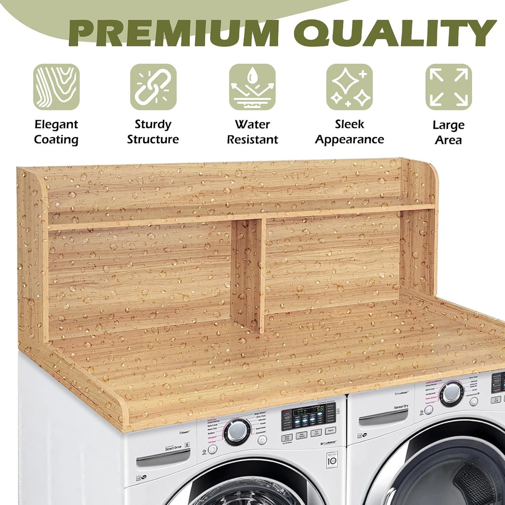 Royxen Laundry Countertop with 20' Shelf Universal Fit, Washer and Dryer Countertop with Storage Space, Oak