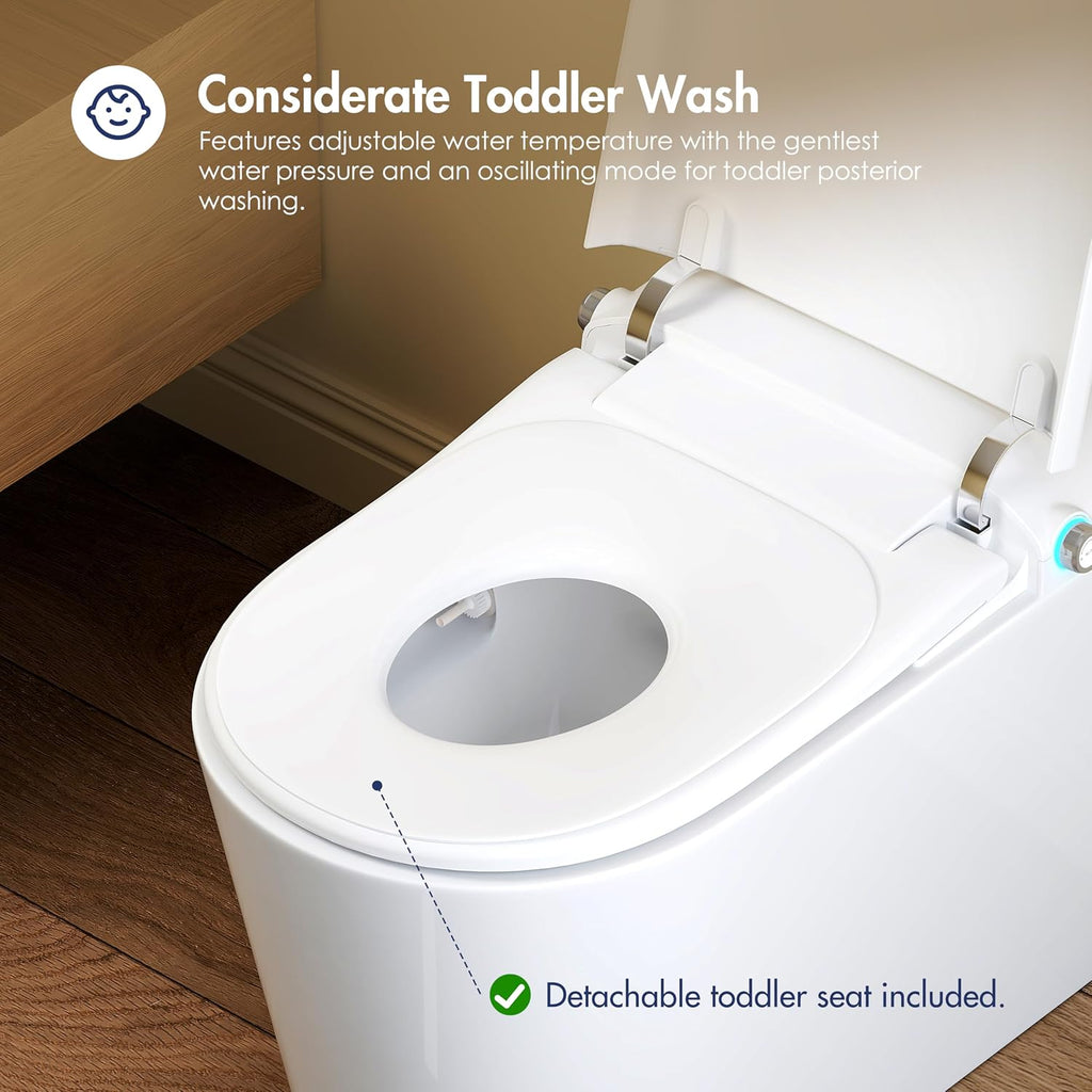 Smart Toilet with Bidet Built in, Eridanus One Piece Bidet Toilet for Bathrooms, Warm Water Wash & Dryer, Foot Sensor Flush, Elongated Heated Seat, Auto Open/Close with Digital Display, White