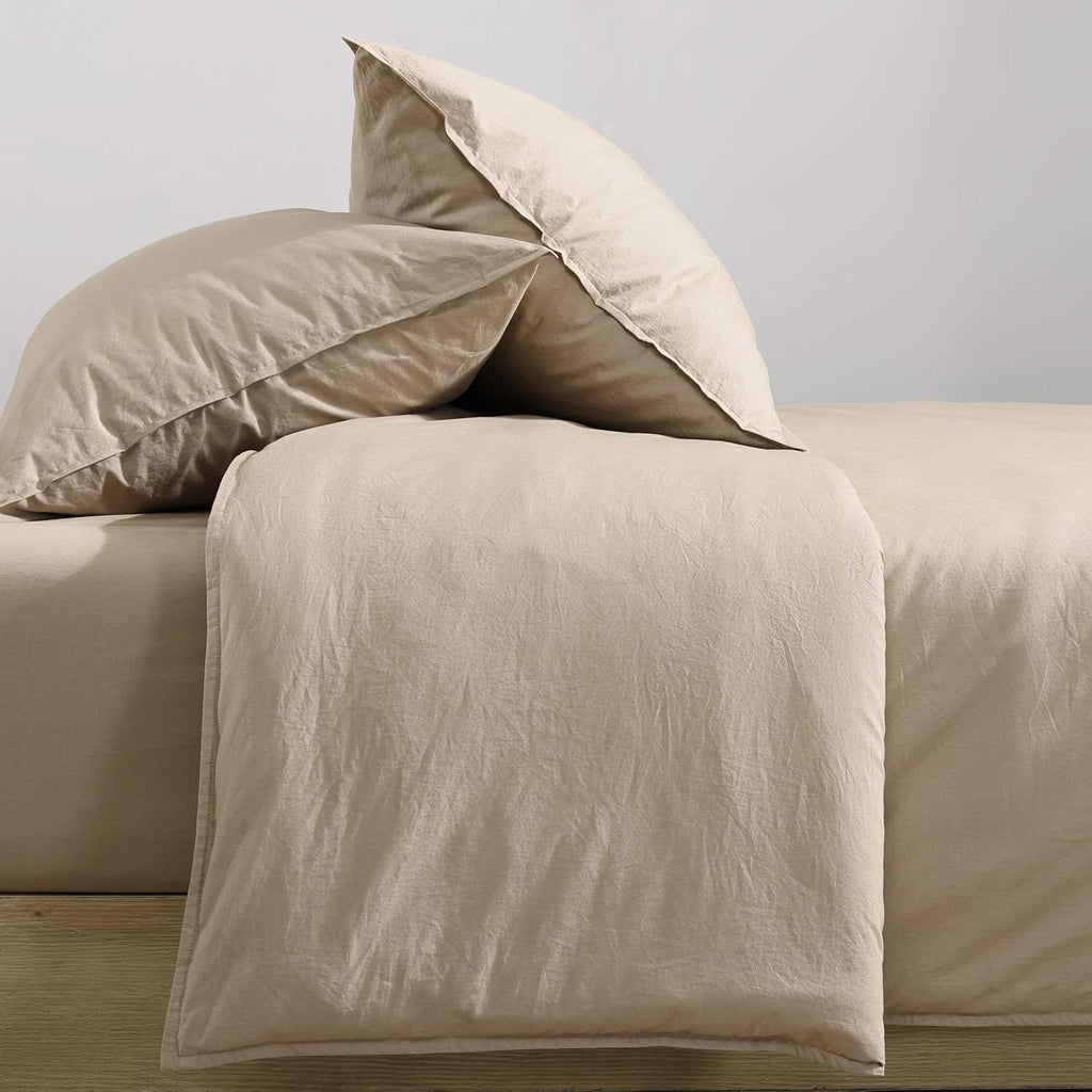 Calvin Klein - King Comforter Set, Modern Cotton Washed Percale Bedding with Matching Shams, Oeko-Tex Certified (Washed Percale Camel Brown, King)
