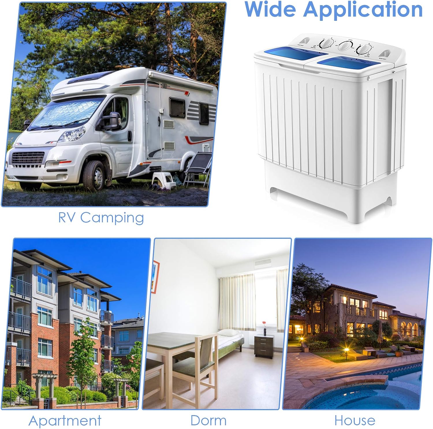 ARLIME Portable Washing Machine, 20lbs Mini Twin Tub Washing Machine w/Drain Pump, Semi Automatic 12lbs Compact Washer & 8lbs Spinner, Portable Washer Dryer Combo for Apartments Dorms RV Camping