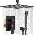SR SUN RISE 12 Inch Oil Rubbed Bronze Shower System Brass Bathroom Luxury Rain Mixer Shower Combo Set Ceiling Mounted Rainfall Shower Head System Faucet Trim Repair Kits with Rough-In Valve and Trim