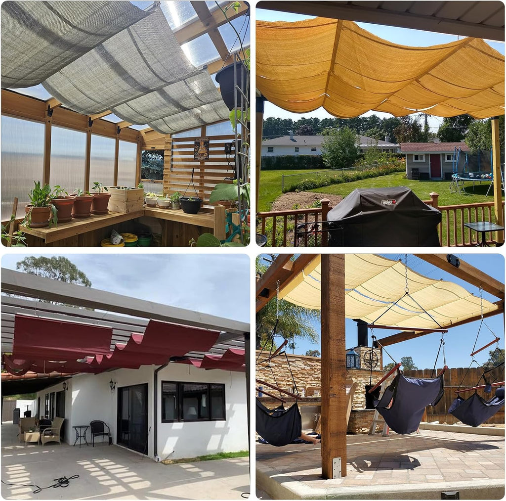 Patio 7'W x 12'L Pergola Shade Cover Retractable Canopy Replacement, Outdoor Pergolas Fabric Covers for Patio, Sun Shades Cloth with Slide-On Wire Cable for Deck Gazebo Backyard, Light Grey