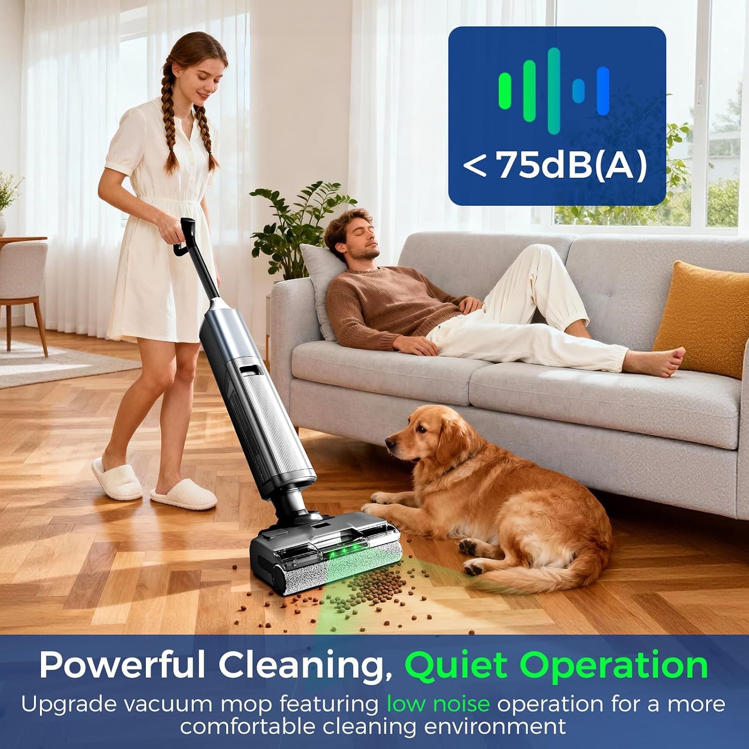 Wet Dry Vacuum Cleaner,Cordless Vacuum Mop Combo with Self-Cleaning,All in one Floor Cleaner Machine for Hard Floor,45kPa Suction 75 Mins Runtime Anti-Tangle,LED Light,180° Lay-Flat,Self Propelled